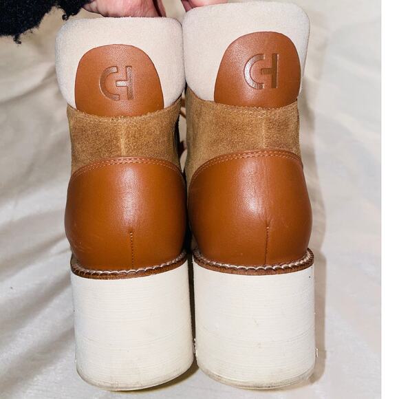 Cole Haan Zerogrand City Wedge Hiker Booties - Women's Size 8B - Carmel Leather - Picture 7 of 11